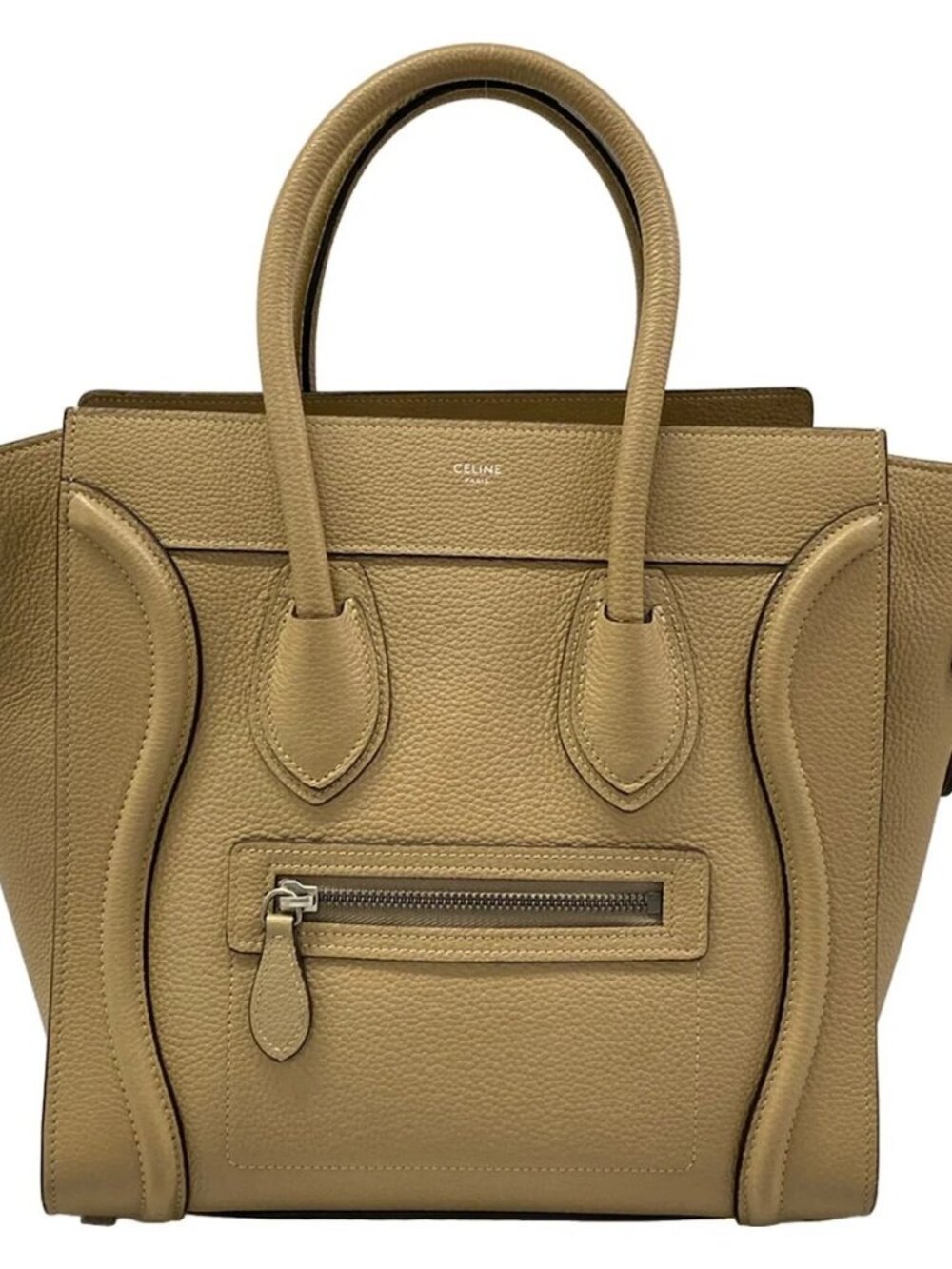 CELINE Luggage Micro Shopper Beige Leather Handbag